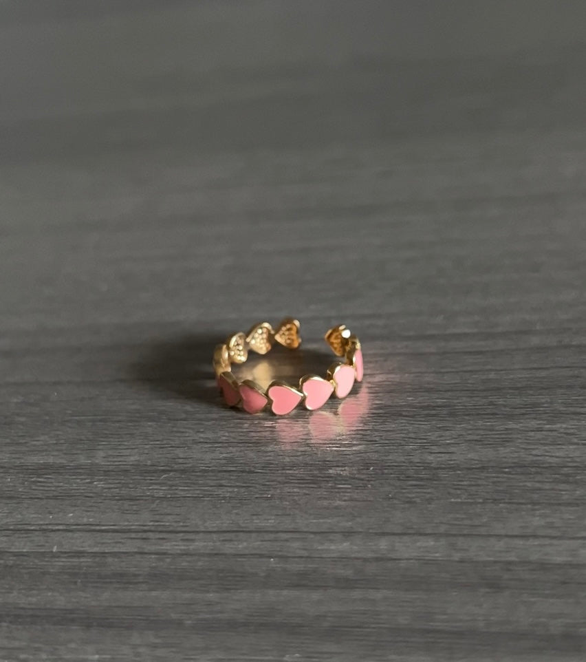 Pink Adjustable Heart Ring