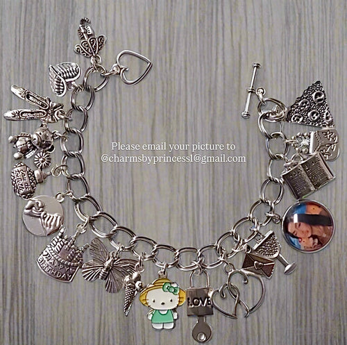 18 Charm Mystery Charm Bracelet w/ Pic