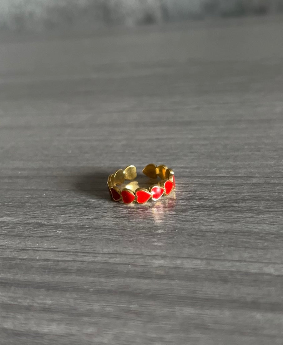 Red Adjustable Heart Ring🎃🎀