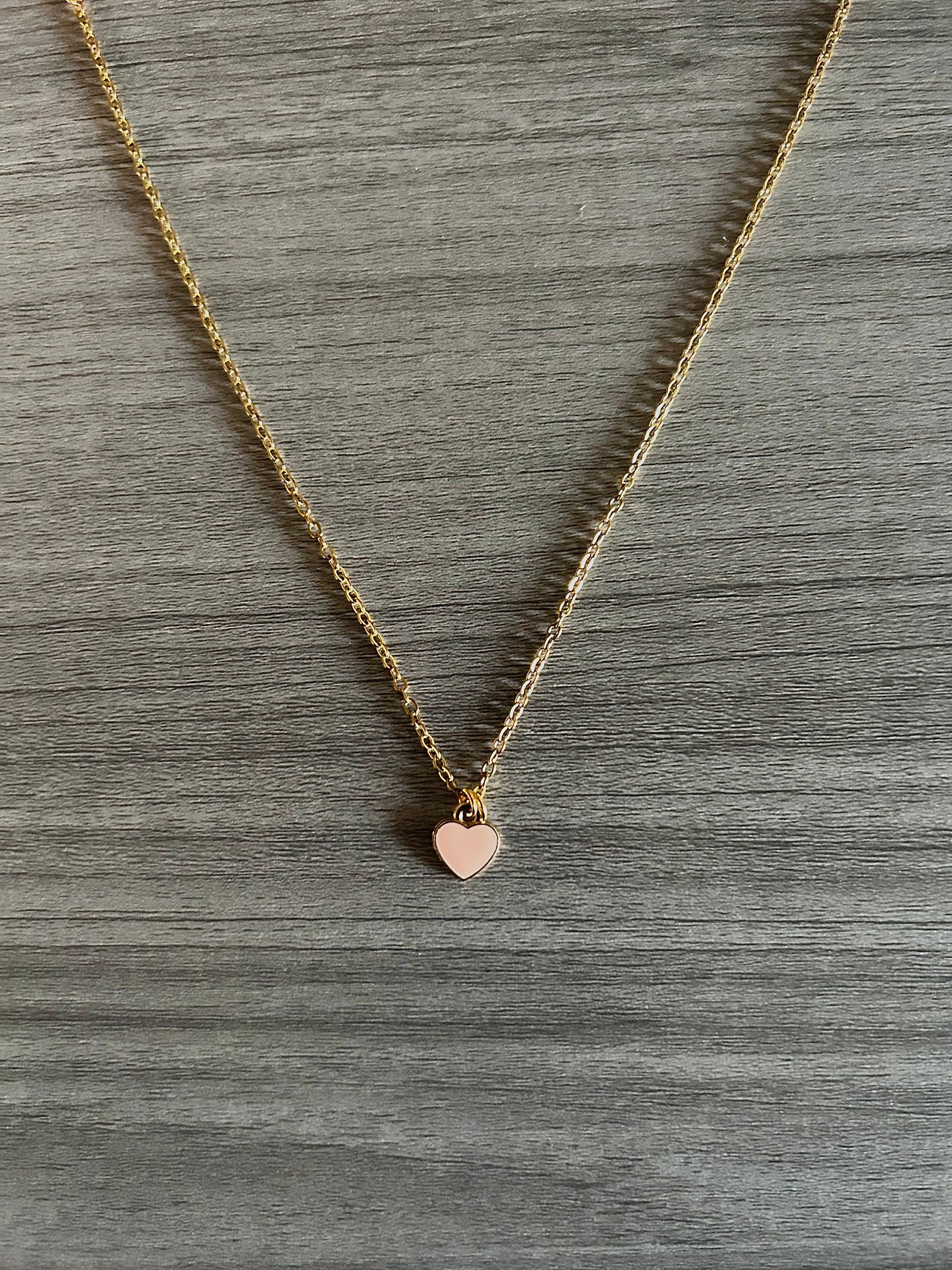 Gold Pink Heart Necklace🎃🎀